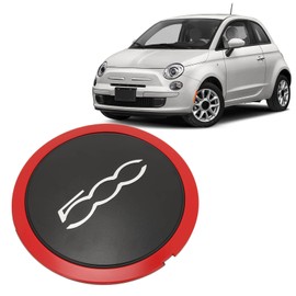 Wheel Center Hub Caps for FIAT, Center Cap Wheel Rim Cover Hub Cap for FIAT 500 2012‑2022, 68078419AC Heat Resistant Wheel Hub Center Cap Replacement With Chrome Trim (Red Circle White Letter)