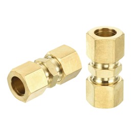 uxcell 3Pcs Brass Compression Tube Fitting, 1/2" Tube OD x 1/2" Tube OD Connector Straight Coupling Adapter Union Fittings