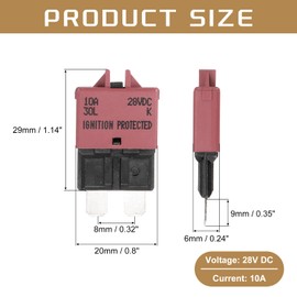 DMiotech 1 Pack 28V DC 10A Red ATC/ATO Manual Mini Resettable Fuse for Automotive Circuit Breaker Reset Fuses Low Profile Blade Fuses for Car Truck SUV Marine Boat Motorcycle
