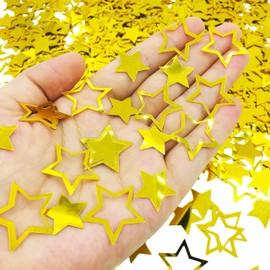 Star Metallic Foil Confetti Sprinkles for Wedding/Birthday/Festival Party Decorations 2 size 1.5OZ (Gold, 24mm&18mm)