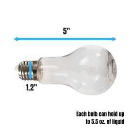 Houseables Fillable Light Bulb, Candy Container, Silver, Plastic, 100 ML, 1" W x 4.9" L, 24 Pk, 5.5 Oz, Clear, Twist Off Cap, Flat Bottom, Fake Lightbulb, Jar, Drinking, Christmas Ornaments, Party