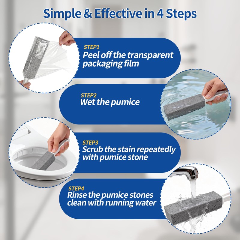 4Pack Pumice Stone Toilet Bowl Cleaner,Toilet Pumice Stone with Handle