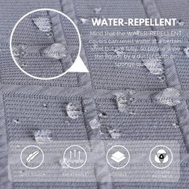 SearchI Water Repellent Dining Chair Seat Covers Set of 4, Washable Stretch Seat Covers for Dining Chairs, Rear-Covered Dining Room Seat Cover Protector(Check Light Grey)