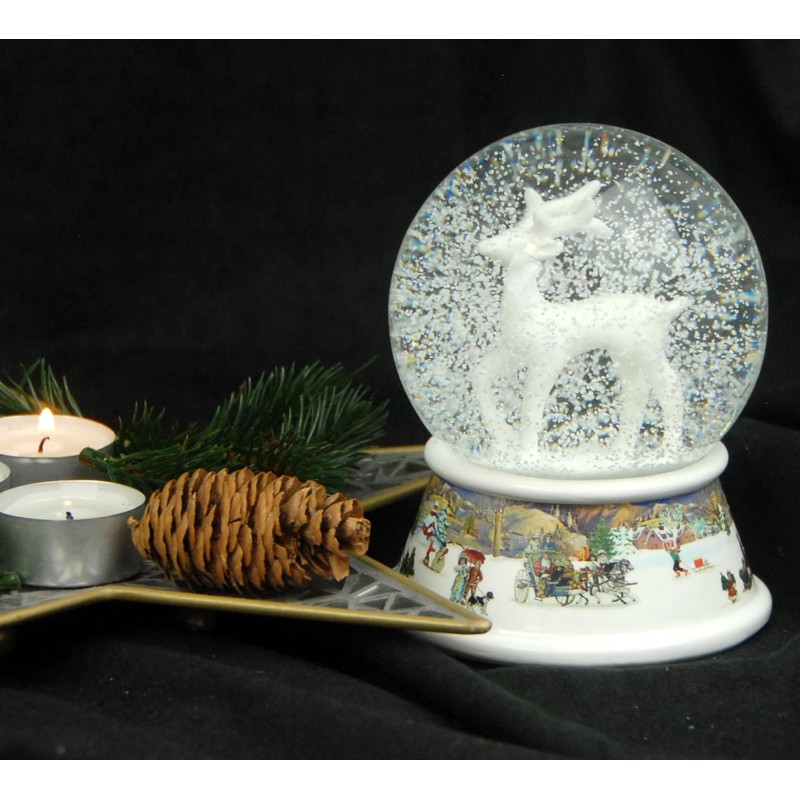 Snow globe deer white | base nostalgic winter landscape |