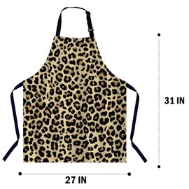 BGBDEIA Leopard Print Chefs Apron, Cooking and Baking Apron for Men and Women, Kitchen Apron, Butchers Apron, BBQ & Catering Bibs