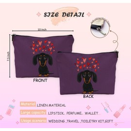NEGIGA Dachshund Makeup Bag,Dachshund Cosmetic Bag,Dachshund Makeup Travel Toiletry Bag,Dachshund Mom Gifts,Dachshund Lover Gifts,Dachshund Gifts for women,Valentine Gifts, Purple Cosmetic Bag