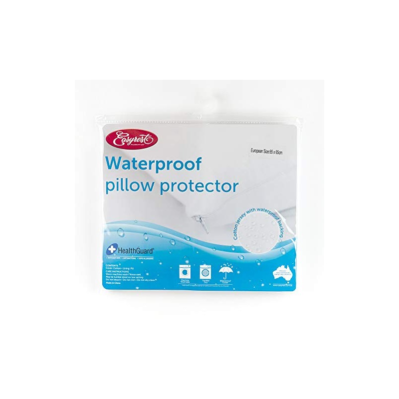 Easy Rest Cotton Jersey Waterproof European Pillow Protector, White, 65x65cm
