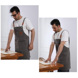 OBILAN - Delantales de chef para hombres y mujeres con bolsillos grandes, lona de algodón, espalda cruzada, resistente, ajustable, talla M a XXL, Rosado, 27 inches wide x 30 inches tall