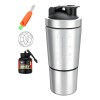 Shaker de Proteína HomeChi 700ml Acero Inoxidable Negro con Compartimento