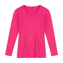 Brix Girls' Long Sleeve Tees - 100% Cotton Tagless 4 -Pack Crew Neck Super Soft Cotton T Shirts. (US, Age, 7 Years, 8 Years, Purple, Black, Red, Fuschia Pink)