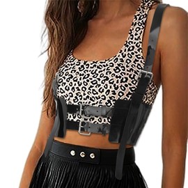 Ushiny Women's Belt Black Body Belt Waist Belt Fashion Festival Belt Rave Accessories for Women and Girls, black