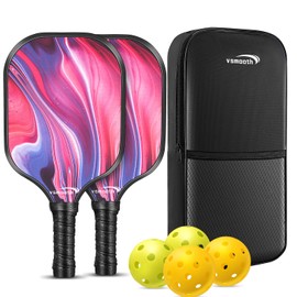 Vsmooth Pickleball Paddles Set of 2 Fiberglass Surface Pickleball Set with Pickleball Rackets, 4 Pickleball Ball, Pickleball Bags for Gifts Lightweight Honeycomb Core & Anti Slip Sweat Absorbing Grip