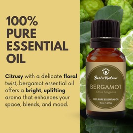 Bergamot Essential Oil for Diffuser Aromatherapy – Best of Nature 100% Pure Undiluted Oils for DIY, Home Fragrance, and Topical Use