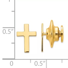 FindingKing 14K Yellow Gold Cross Tie Tac Lapel Pin Jewelry