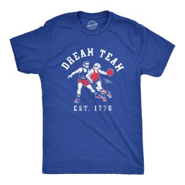 Mens Dream Team 1776 T Shirt Funny George Washington Abe Lincoln Graphic Tee for Guys Funny T Shirts Patriotic Apparel for Men Cool Basketball Short Royal - XXL