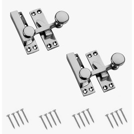 TERF® Traditional Polished Chrome Sash Window Lock Fastener Arm Type With Fixing Screws For Wood Aluminium UPVC Vinyl Frames - Pack of 2