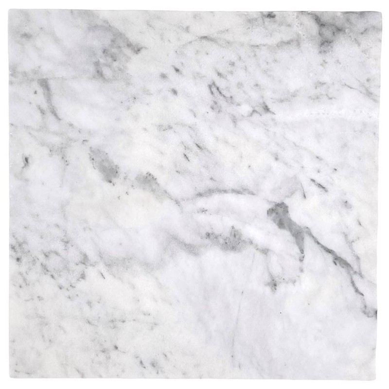 Tenedos Carrara Bianco Italian White 12x12 Marble Tile, Honed Matte