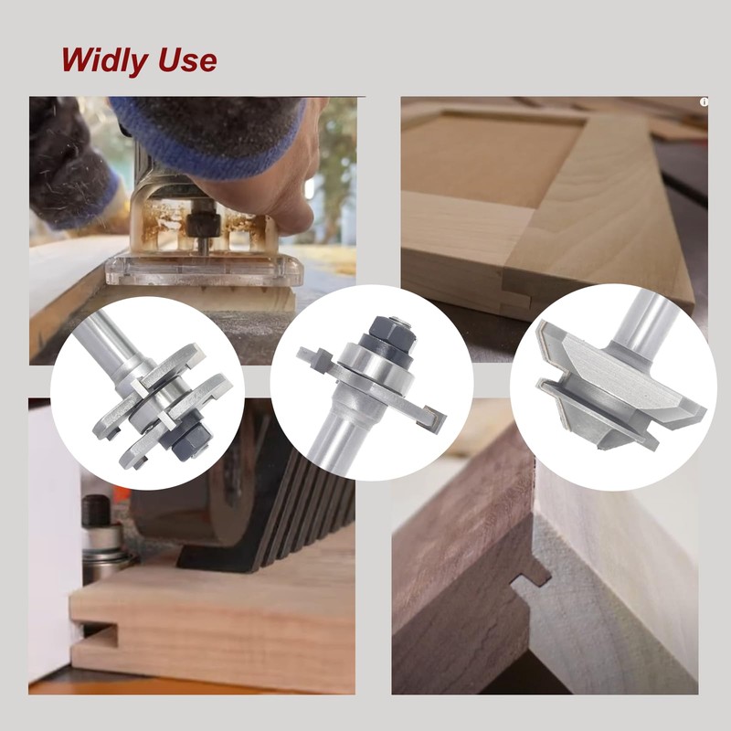 2PCS Tongue and Groove Adjustable Router Bit Set & 45