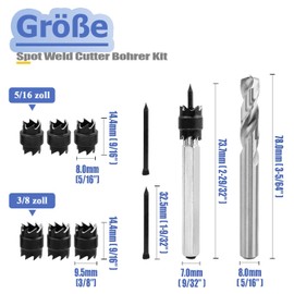 Mesee 10 Pieces Spot Welding Cutter Set, 3/8" & 5/16" Welding Spot Drill, HSS Double Sided Welding Spot Mill, Plate Separator for Drill, Welding, Car Body Work Tool