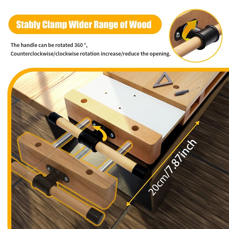 Woodworking Bench Vise Hard Wood Vise Portable Wood Workbench with