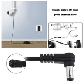 Create idea Pack of 2 DC5521 Male to Right Angle Plug Power Cable Replacement Right Angle DC to DC Plug Power Cable Accessories for Strip Light CCTV Security Cameras Black