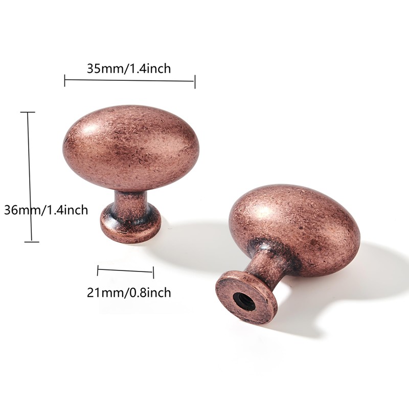khtumeware 10 Pack 1-3/8 inch(35mm) Antique Copper Cabinet Knobs Dresser
