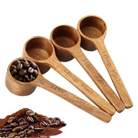 4 Pcs Coffee Acacia Wooden Scoop for Canisters Jars,15ml 1 Tablespoon Small Coffee Scoop,Woodens Measuring Spoons Home Kitchen Accessories for Beans Sugar Tea Bath Salt