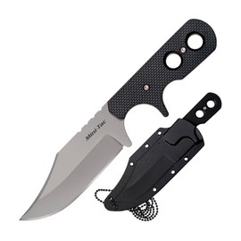 Cold Steel Mini Tac Bowie - Cuchillo de acero inoxidable 8Cr13MoV ligero y duradero de 3-5/8 pulgadas, hoja fija de clip para caza al aire última intervensión, mango Griv-Ex, funda Secure Ex, en caja