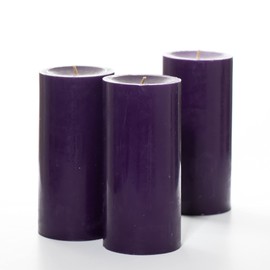 Richland Set of 3 Purple Pillar Candles 3" x 6" Unscented for Weddings Home Holidays Relaxation Spa Church