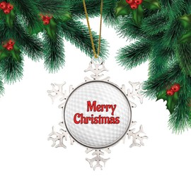 DOREENABE Metal Snowflake Christmas Ornaments Golf Ball Merry Christmas Funny Flat Keepsakes Custom Golf Ball Holiday Ornament for Home Christmas Tree Decorfor Friends Coworkers Employees Family