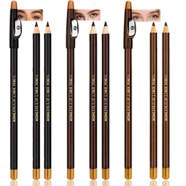 6PCS 3Colors Eyebrow Pencil Set with Sharpener - Long Lasting Waterproof Smudge Proof Brow Kit, Multi-Use for Brows Eyeliner Hairline Beard Filling, Natural Look Makeup Tool for Daily Use