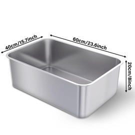 2 Pack Stainless Steel Cat Litter Box, 23.6"x15.8"x8" XXL Stainless Steel Litter Box 8 inch Deep，Extra Large Metal Litter Box for Big Cats, Non Stick Easy Clean Surface, High Sided Litter Box