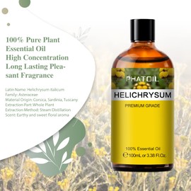 PHATOIL Helichrysum 3.38fl.oz Essential Oil, PHATOIL Pure Aromatherapy Oils for Diffuser, Humidifier, Perfect for DIY Soap, Candle, Bath Bombs Making(100ml)