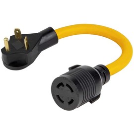 GenInterlock Generator Adapter Cord TT-30P Male to L14-30R Female, 30 Amp 3 Prong to 4 Prong Generator Plug Adapter, RV Generator Plug to Home Power Inlet