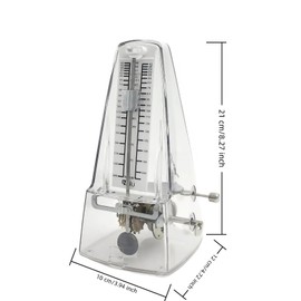 NALU Metronome - Classic Mechanical Wind-Up Design with Bell for Piano, Guitar, Violin & All Instruments (N-Transparent)