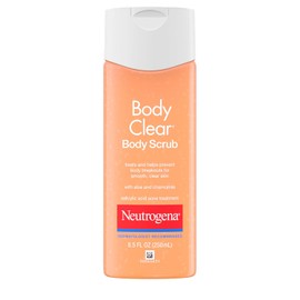 Neutrogena Body Clear Acne Body Wash and Exfoliating Body Scrub, 2% Salicylic Acid Cleanser, Chest, Shoulder & Back Acne Treatment, Non-Comedogenic, Oil-Free Shower Gel, 8.5 fl oz