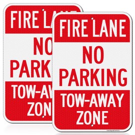 Fire Lane No Parking Sign, Fire Lane No Parking Tow-Away Zone Sign, 2Pack-18"x12" Engineer Grade Rust Free Reflective Aluminum, Fade Resistant, Weatherproof，UV Protected, Easy to Mount