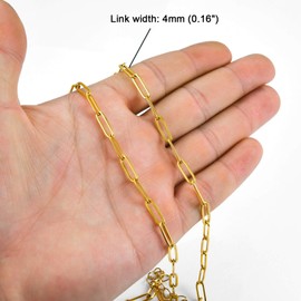 Sunling Stainless Steel Dainty Paperclip Link Chain Necklace for Women with Extension - Silver and Gold Color