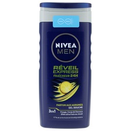 Nivea Men Réveil Express Gel Douche Fraîcheur 24H 3en1 Visage Corps et Cheveux 250 ml