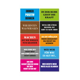 Smileyboard - Motivational Cards Magnet Set - 10 Magnets for Success / Confidence / Mindset / Beliefs / Resilience / Good Mood - 80 x 50 mm