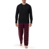 IZOD Men's Jersey Henley and Flannel Pant Set, Black
