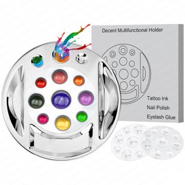 Guapa Multifunctional Cup Holder for Tattoo, Nail Art, & Eyelash Extensions – Non-Slip, Durable Organizer for Pigments, Brushes, and Tools (Silver)