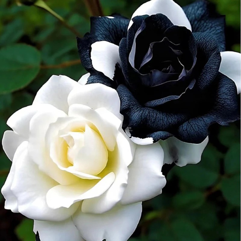 JQBay 20pcs Rare Black & White Rose Seeds Non GMO