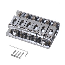 Yibuy 65mm x 40mm Chrome 6 String Fixed Hardtail Guitar Bridge for Strat Guitar