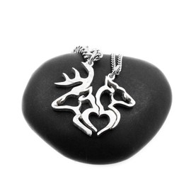 Buck and Doe Necklace Set for Couples, Interlocking Hand Cut Coin, By NameCoins