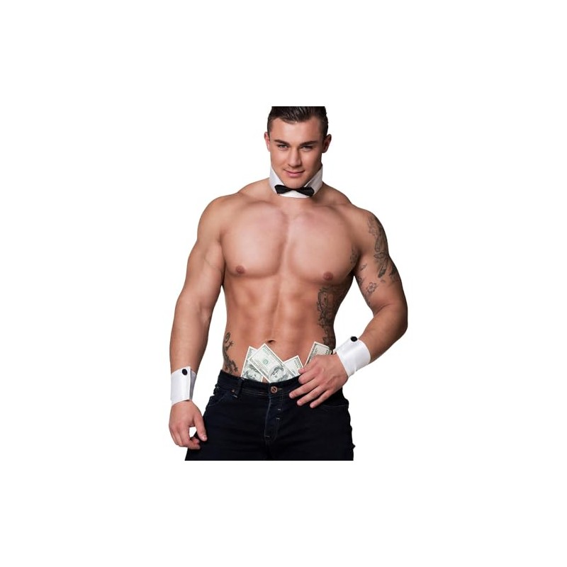 Boland Stripper Set for Men - White Collar with Bow