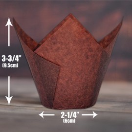 MyBakning (JUMBO EXTRA LARGE size) Natural+Brown+White Tulip Baking Cups 2-1/4"(Base diameter) x 3-3/4"(Wall height) Greaseproof paper baking cupcake Muffin liners, Case of 130 pcs