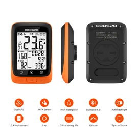 COOSPO BC107 Bike Computer GPS Wireless, ANT+ Cycling Computer GPS with Bluetooth, ANT+ Bicycle Computer GPS with 2.4 LCD Screen, Bike Speedometer with Auto Backlight