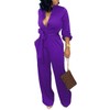 Purple Jumpsuits for Women Dressy Long Sleeve Long Straight Pants