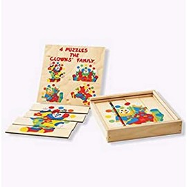 Dida - Simple Puzzles - 4 Clowns, Set of 4 Simplified Puzzles for Toddlers. Ideal for Nursery, Preschool and Nursery